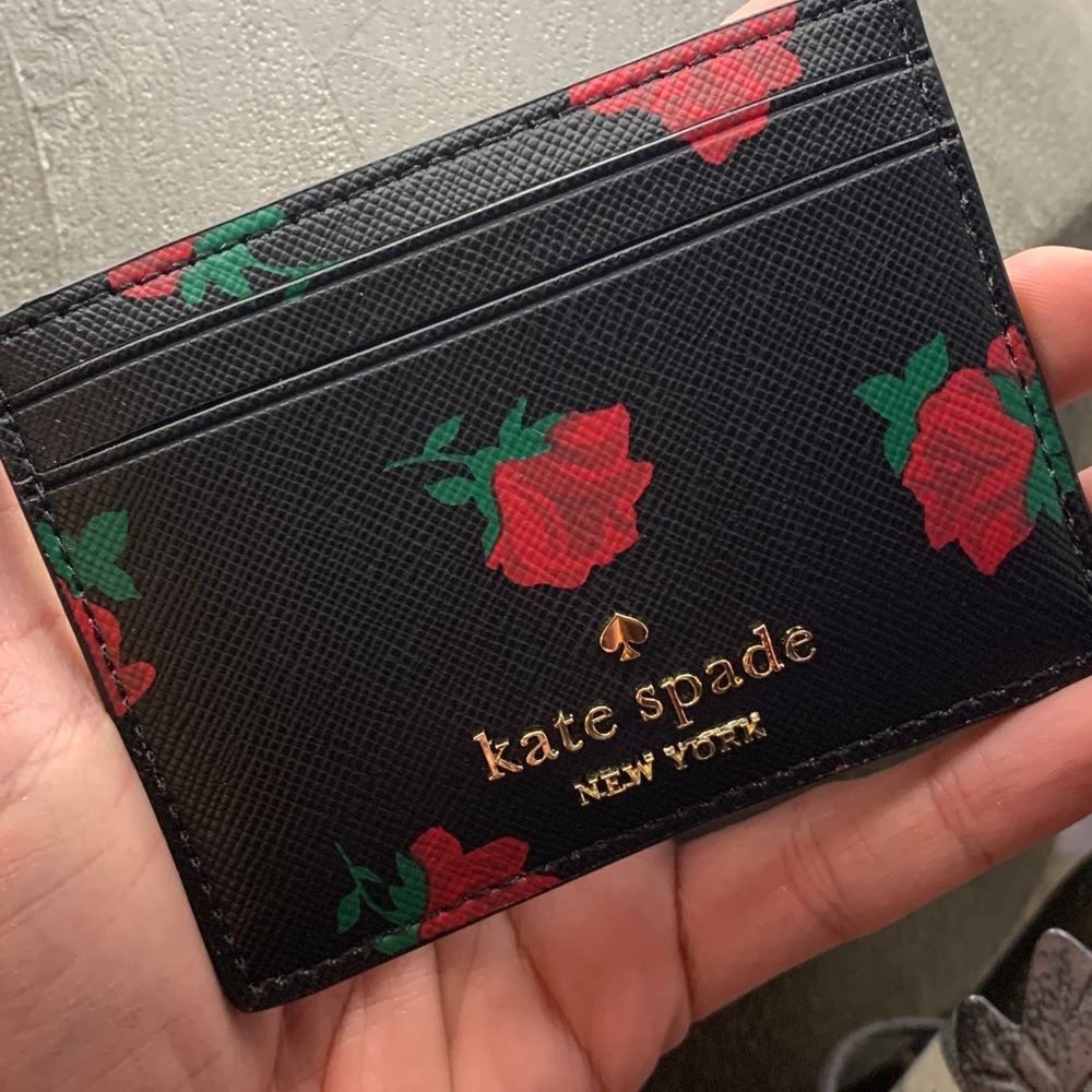 Authentic KATE SPADE Saffiano leather Roses card case holder - Picture 5 of 6